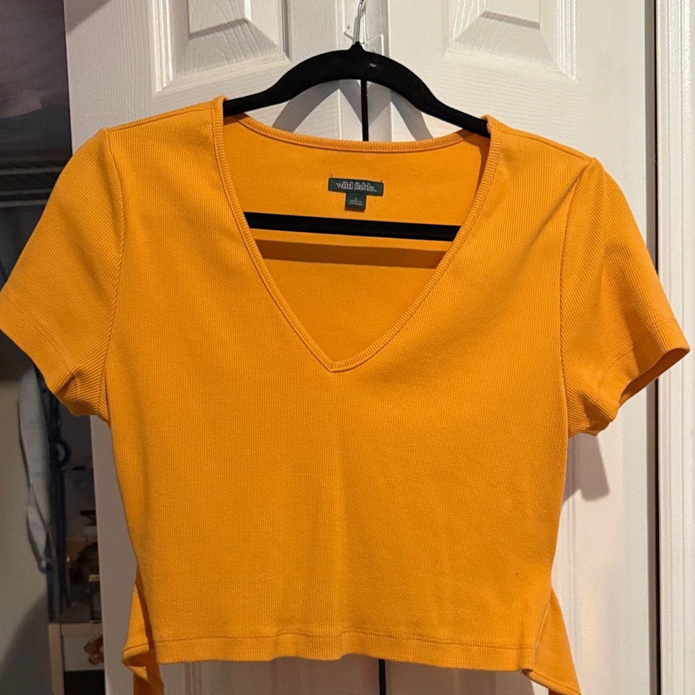 Wild Fable Mustard V-Neck Crop Top